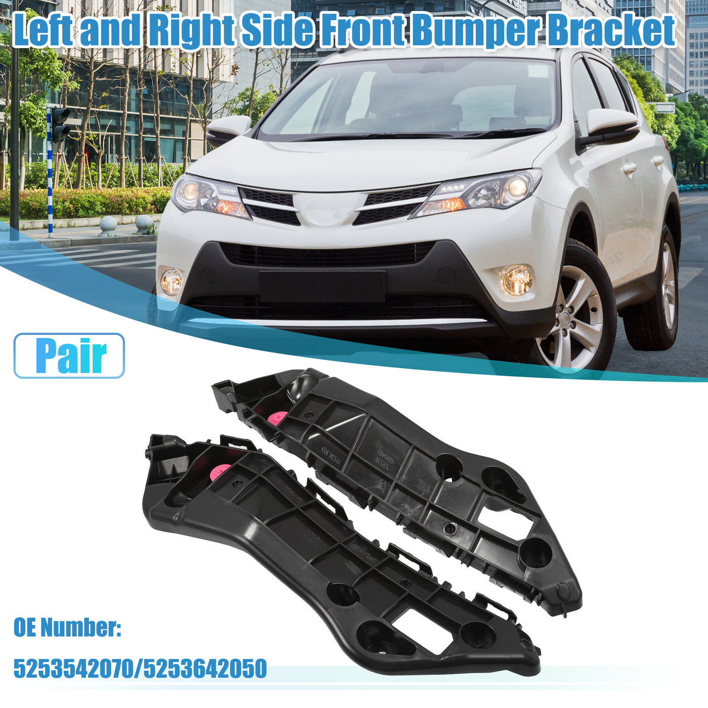 uxcell Uxcell 1 Pair Left Right Side Front Bumper Bracket No.5253542070/5253642050 for Toyota RAV4 2013 2014 2015