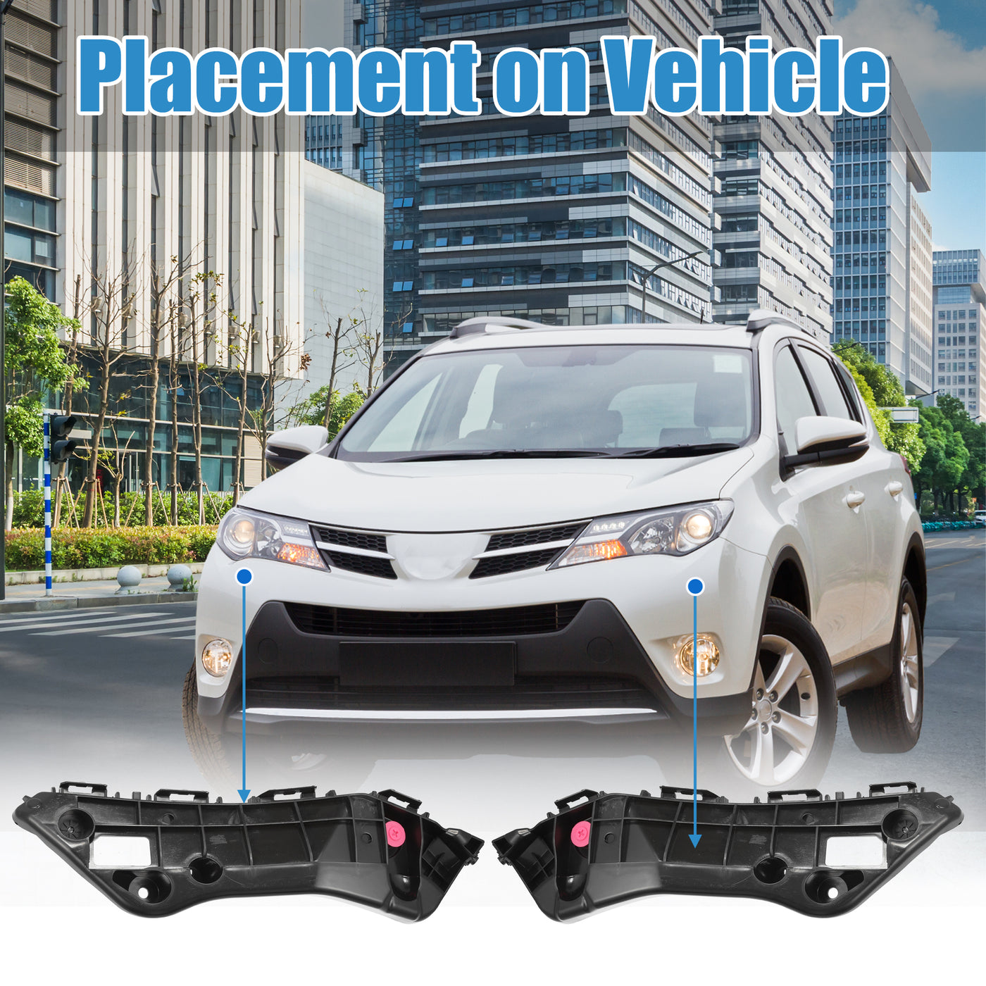 uxcell Uxcell 1 Pair Left Right Side Front Bumper Bracket No.5253542070/5253642050 for Toyota RAV4 2013 2014 2015