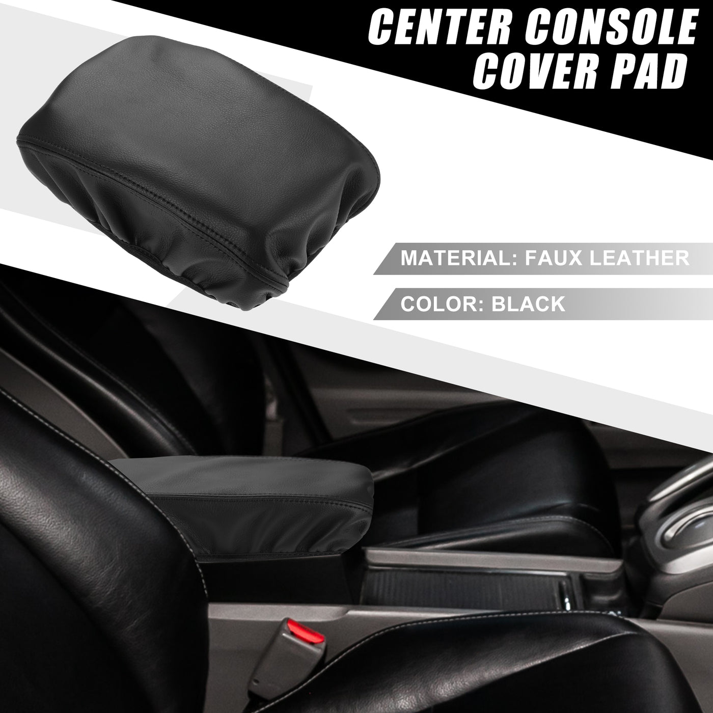 A ABSOPRO Car Center Console Seat Armrest Cover Interior Protective Lid Storage Covers Trim for Honda Civic 2022 2023 Black