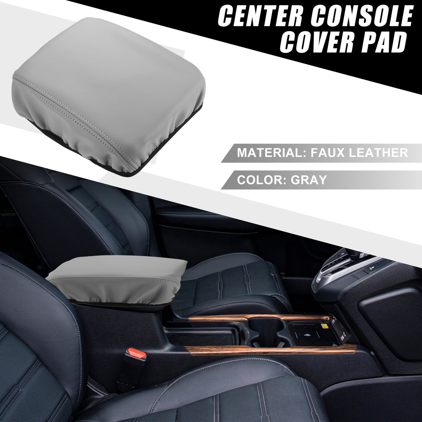 A ABSOPRO Car Center Console Seat Armrest Cover Interior Protective Lid Storage Covers Trim for Honda CR-V 2017-2022 Gray