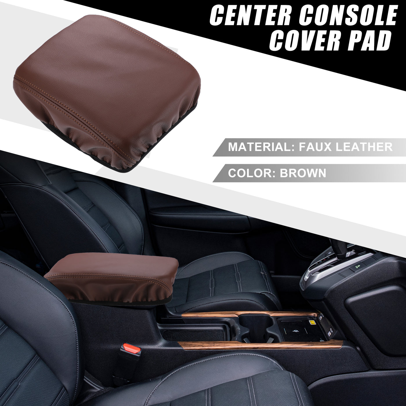 A ABSOPRO Car Center Console Seat Armrest Cover Interior Protective Lid Storage Covers Trim for Honda CR-V 2017-2022 Brown