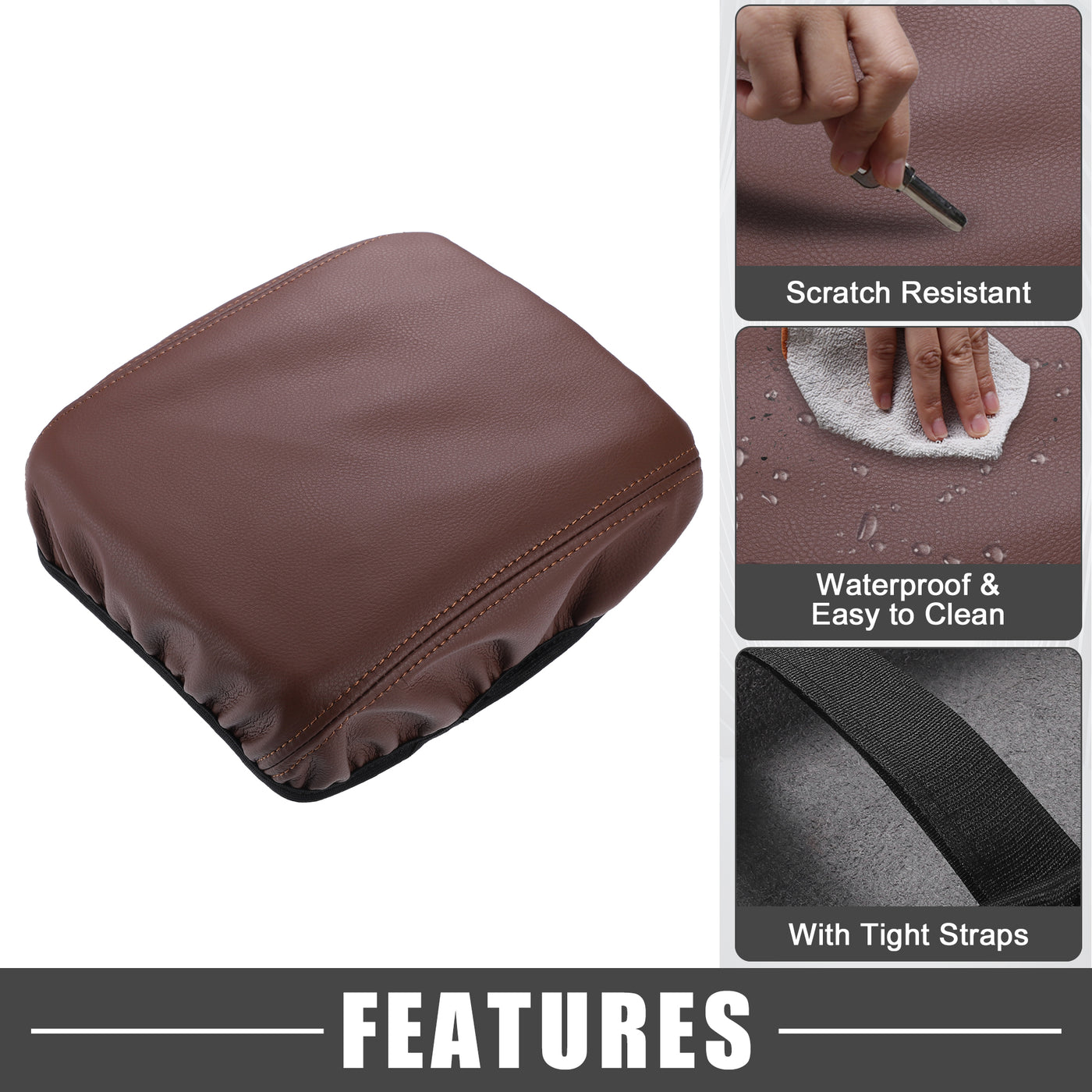 A ABSOPRO Car Center Console Seat Armrest Cover Interior Protective Lid Storage Covers Trim for Honda CR-V 2017-2022 Brown