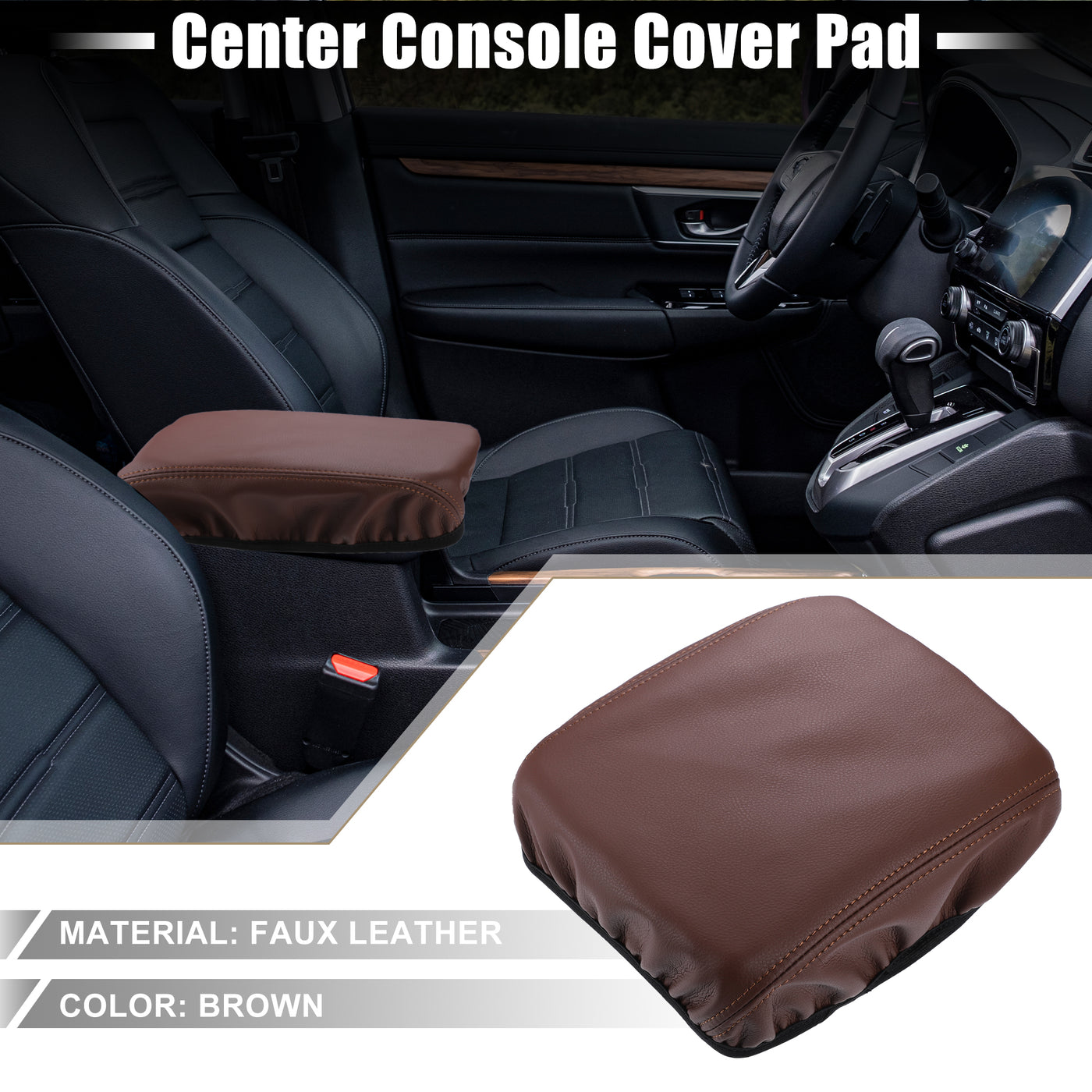 A ABSOPRO Car Center Console Seat Armrest Cover Interior Protective Lid Storage Covers Trim for Honda CR-V 2017-2022 Brown