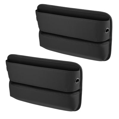 Harfington PU Leather Car Seat Gap Filler Multi-function Car Seat Organizer Console Side Pocket Storage Box - Pack of 2