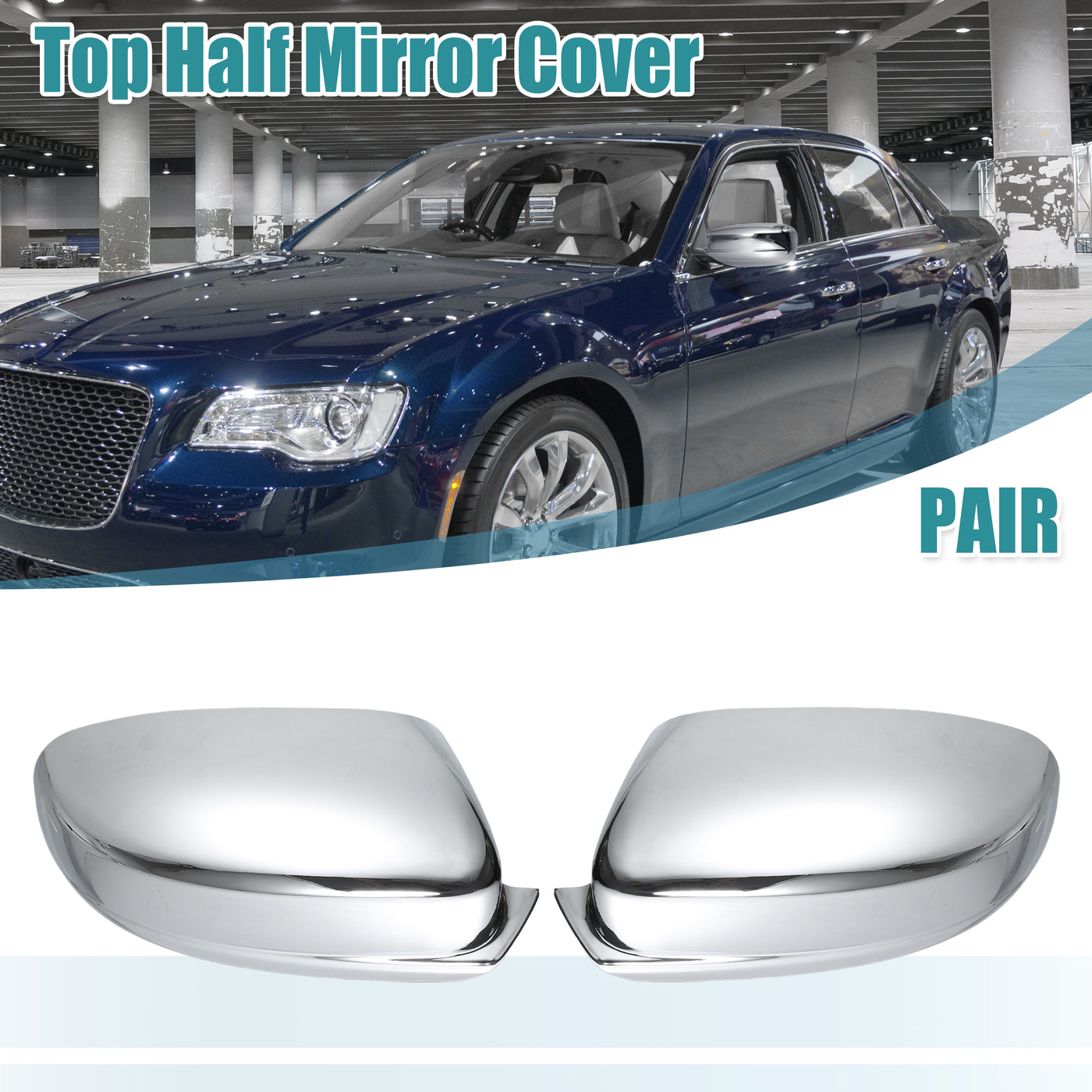 uxcell Uxcell 1 Pair Chrome Plated Full Mirror Cover Cap for Chrysler 300 300C 2011-2022 for Dodge Charger 2011-2022