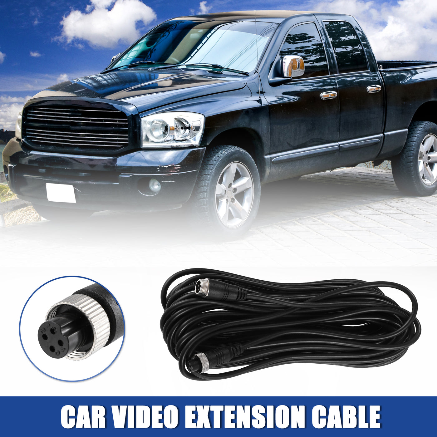 uxcell Uxcell 4 Pin 32.81ft Backup Camera Cable Aviation Extension Cable Car Video Extension Cable Universal for Dash Cam Rear View Backup Camera Truck Trailer