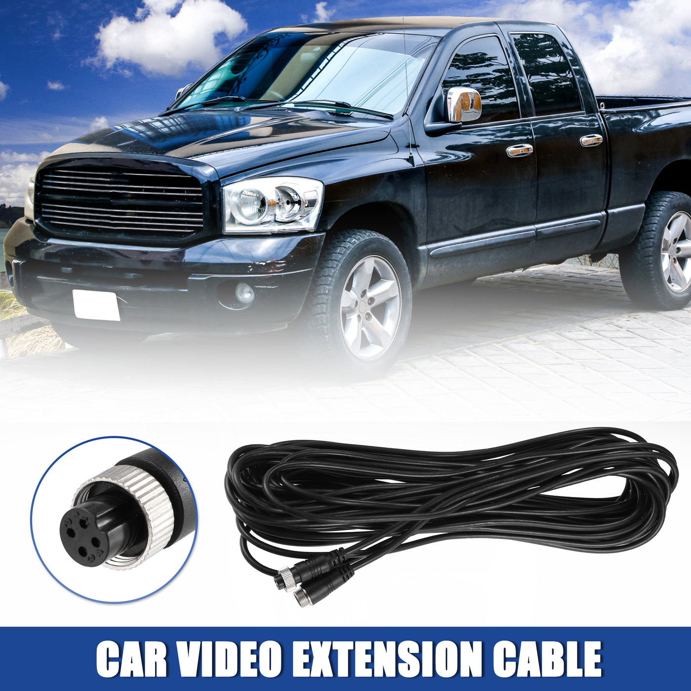 uxcell Uxcell 4 Pin 49.21ft Backup Camera Cable Aviation Extension Cable Car Video Extension Cable Universal for Dash Cam Rear View Backup Camera Truck Trailer