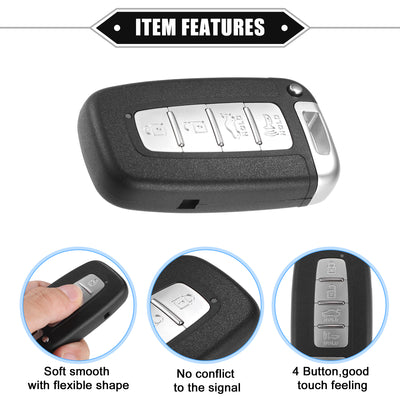 Harfington 4 Button Keyless Entry Remote Key Shell Cover Compatible for Hyundai Equus 2011-2013, Durable Black Key Shell with Blade No Chip