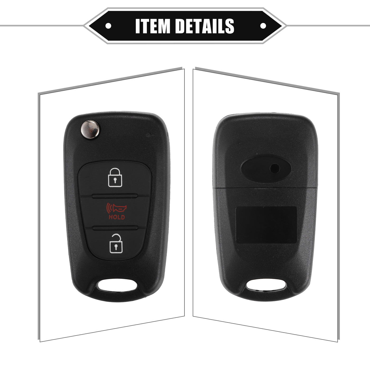 VekAuto 3 Button Keyless Entry Remote Key Shell Cover Compatible for Hyundai Sonata Elantra Sedan Veloster, Durable Black Key Shell with Blade No Chip