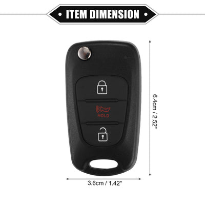 Harfington 3 Button Keyless Entry Remote Key Shell Cover Compatible for Hyundai Sonata Elantra Sedan Veloster, Durable Black Key Shell with Blade No Chip