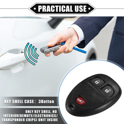 Harfington 3 Button Keyless Entry Remote Key Shell Cover Compatible for Buick Enclave 2008-2016, Durable Black Key Shell with Blade No Chip