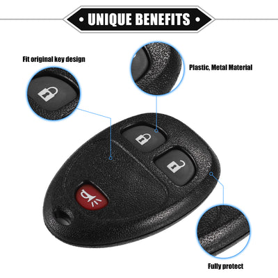 Harfington 3 Button Keyless Entry Remote Key Shell Cover Compatible for Buick Enclave 2008-2016, Durable Black Key Shell with Blade No Chip