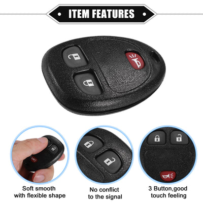 Harfington 3 Button Keyless Entry Remote Key Shell Cover Compatible for Buick Enclave 2008-2016, Durable Black Key Shell with Blade No Chip