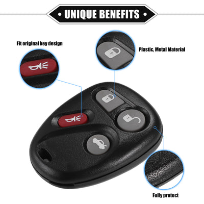 Harfington 4 Button Keyless Entry Remote Key Shell Cover Compatible for Buick Enclave 2008-2016, Durable Black Key Shell with Blade No Chip