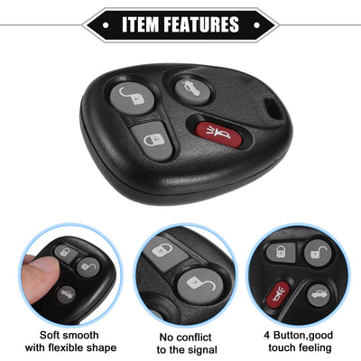 Harfington 4 Button Keyless Entry Remote Key Shell Cover Compatible for Buick Enclave 2008-2016, Durable Black Key Shell with Blade No Chip