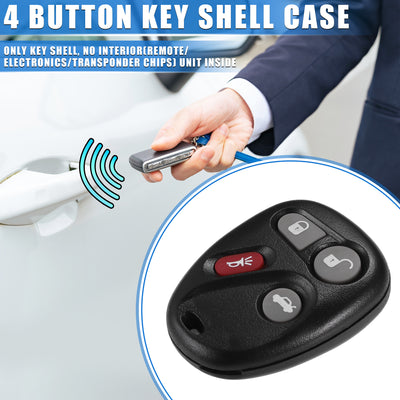 Harfington 4 Button Keyless Entry Remote Key Shell Cover Compatible for Buick Enclave 2008-2016, Durable Black Key Shell with Blade No Chip