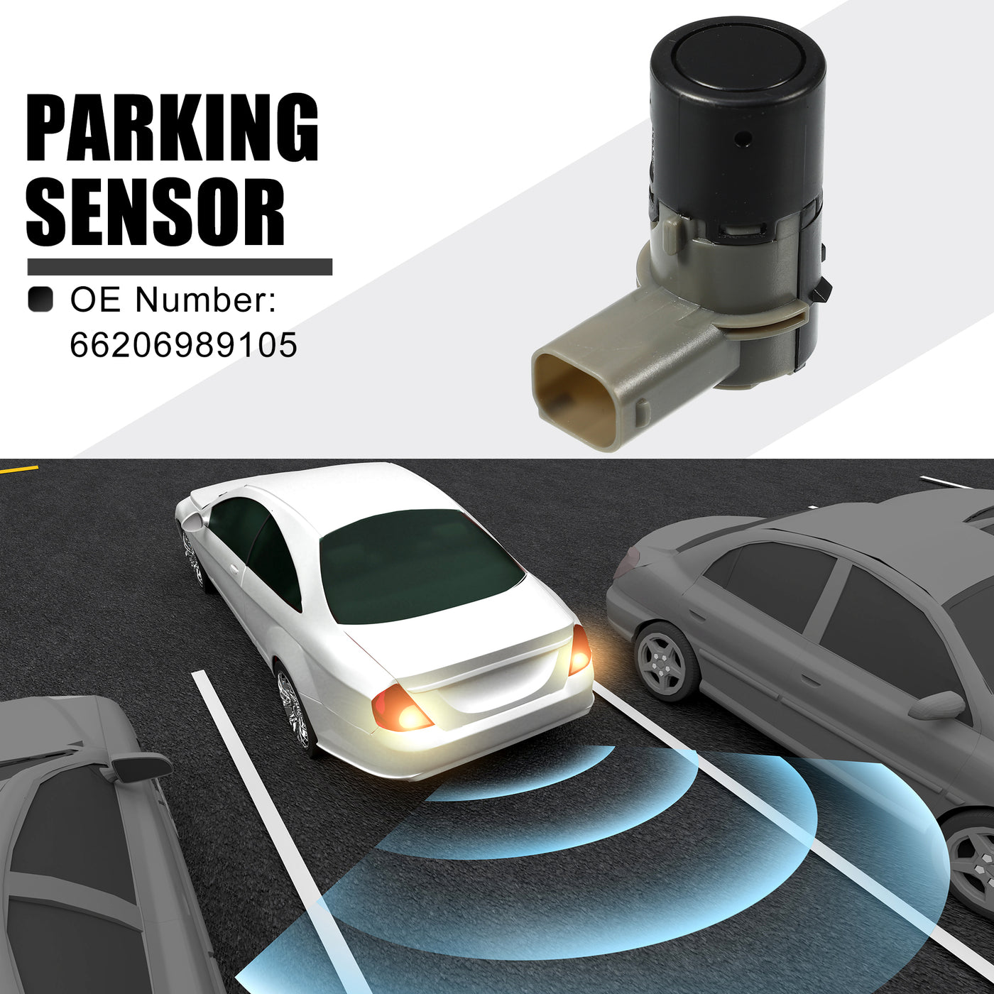 A ABSOPRO PDC Reverse Parking Assist Sensor Car Bumper Assist Sensor No.66206989105 for BMW 525i 530i 2004-2007 for BMW 550i 650i M5 M6 Plastic Black