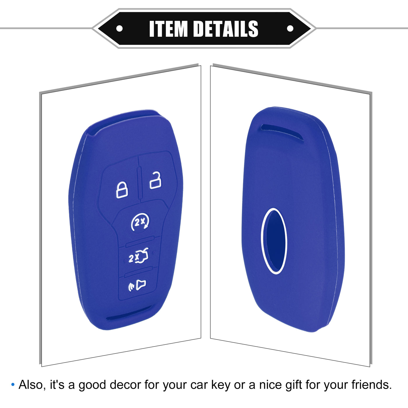 VekAuto 2 Pcs Key Fob Cover Compatible for Ford Fusion 2013-2016, 5 Button Fashion Soft TPU Black Blue Remote Keyless Smart Key Fob Case Protection Shell