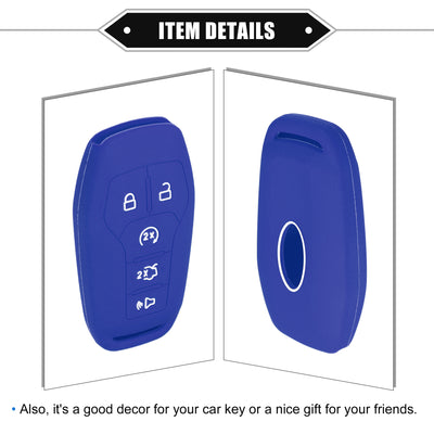 Harfington 2 Pcs Key Fob Cover Compatible for Ford Fusion 2013-2016, 5 Button Fashion Soft TPU Black Blue Remote Keyless Smart Key Fob Case Protection Shell