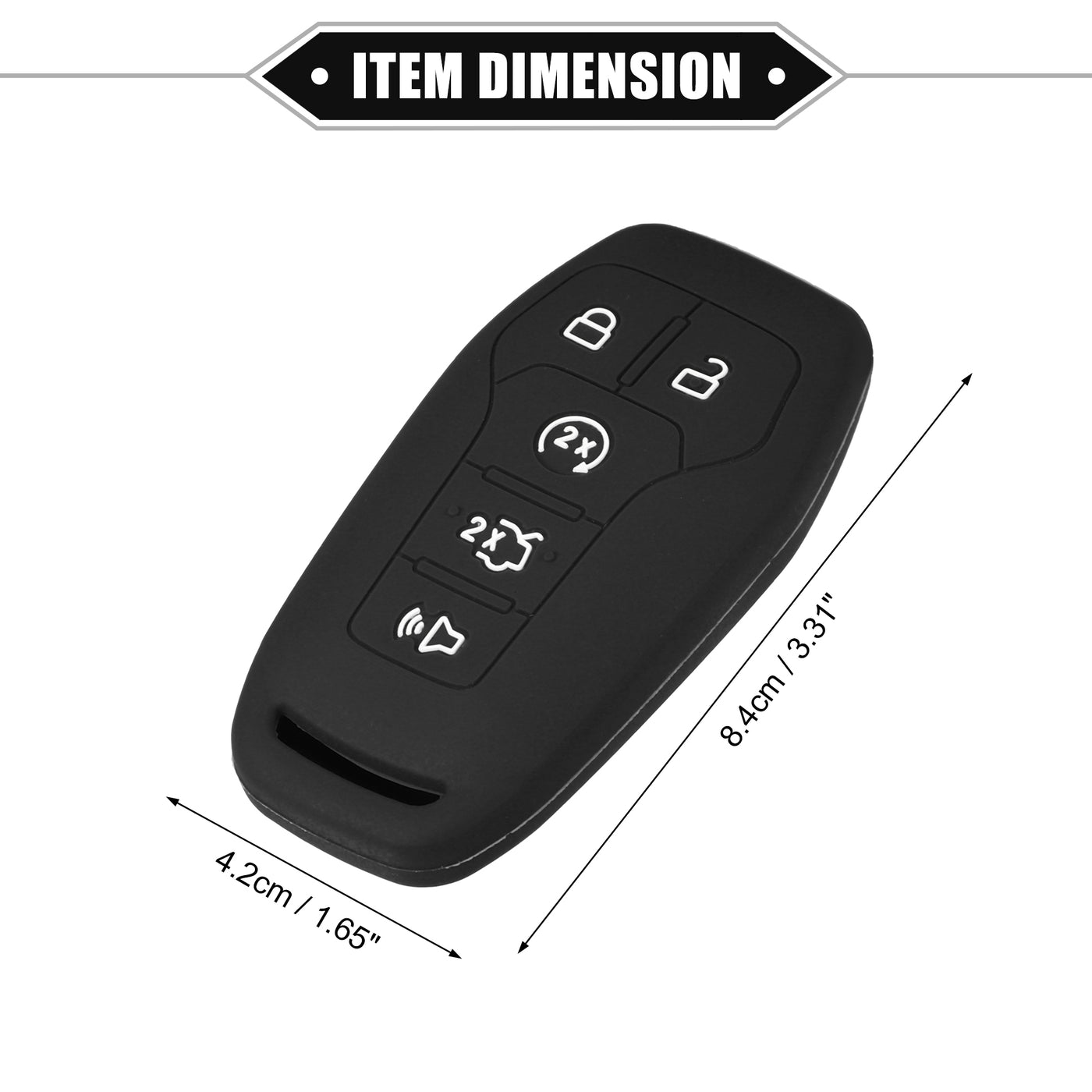 VekAuto 2 Pcs Key Fob Cover Compatible for Ford Fusion 2013-2016, 5 Button Fashion Soft TPU Black Blue Remote Keyless Smart Key Fob Case Protection Shell