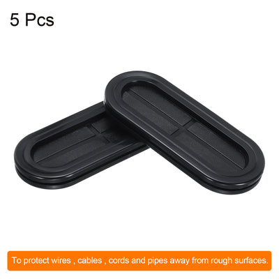 Harfington Rubber Grommet Mount Size 110 x 40 mm Oval Double-Sided for Wire Protection 5pcs