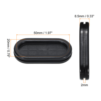 Harfington Gummi Ösen Halterung Größe 50 x 20mm Oval Doppelseitig für Drahtschutz 10Stk