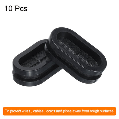 Harfington Rubber Grommet Mount Size 26 x 12 mm Oval Double-Sided for Wire Protection 10pcs