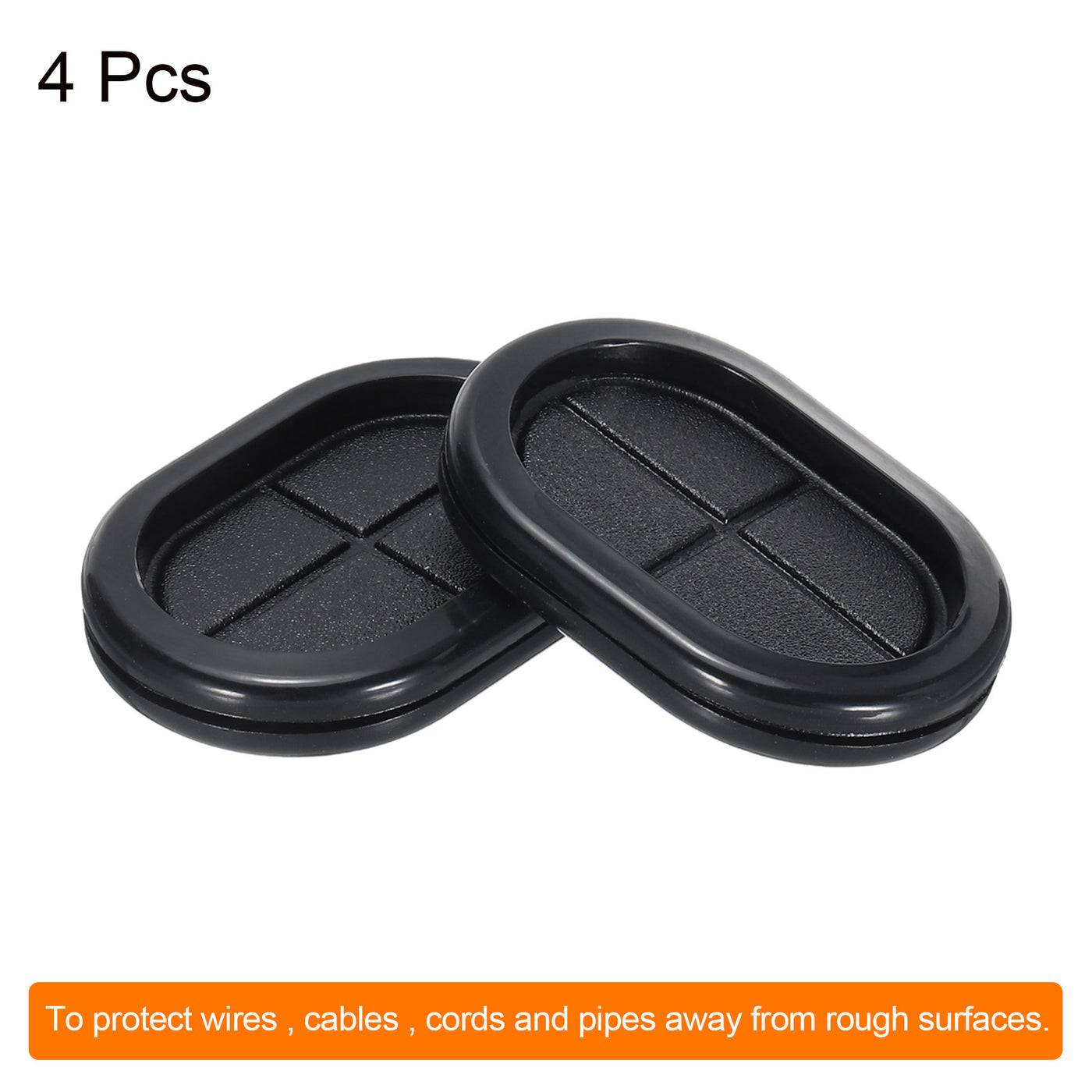 Harfington Rubber Grommet Mount Size 40 x 25 mm Oval Double-Sided for Wire Seal Protection 4pcs