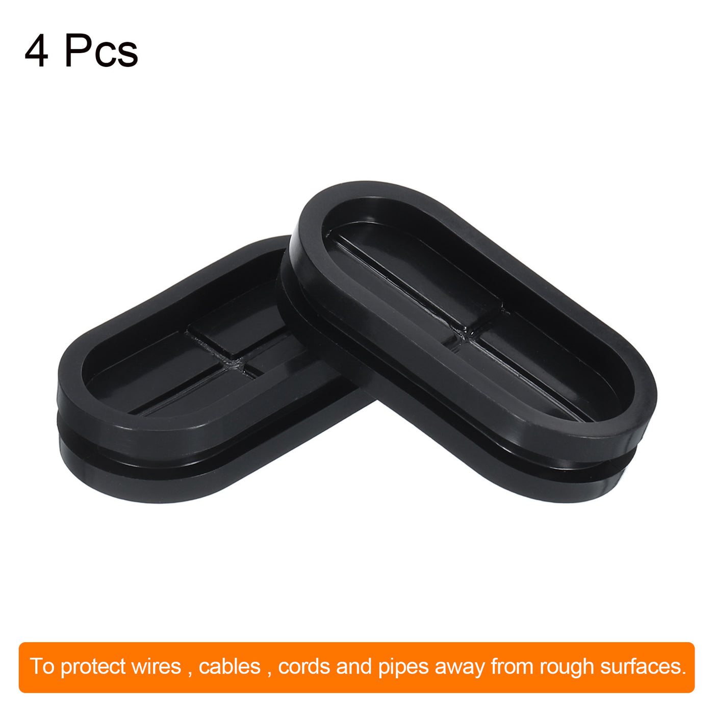 Harfington Rubber Grommet Mount Size 44 x 20 mm Oval Double-Sided for Wire Seal Protection 4pcs