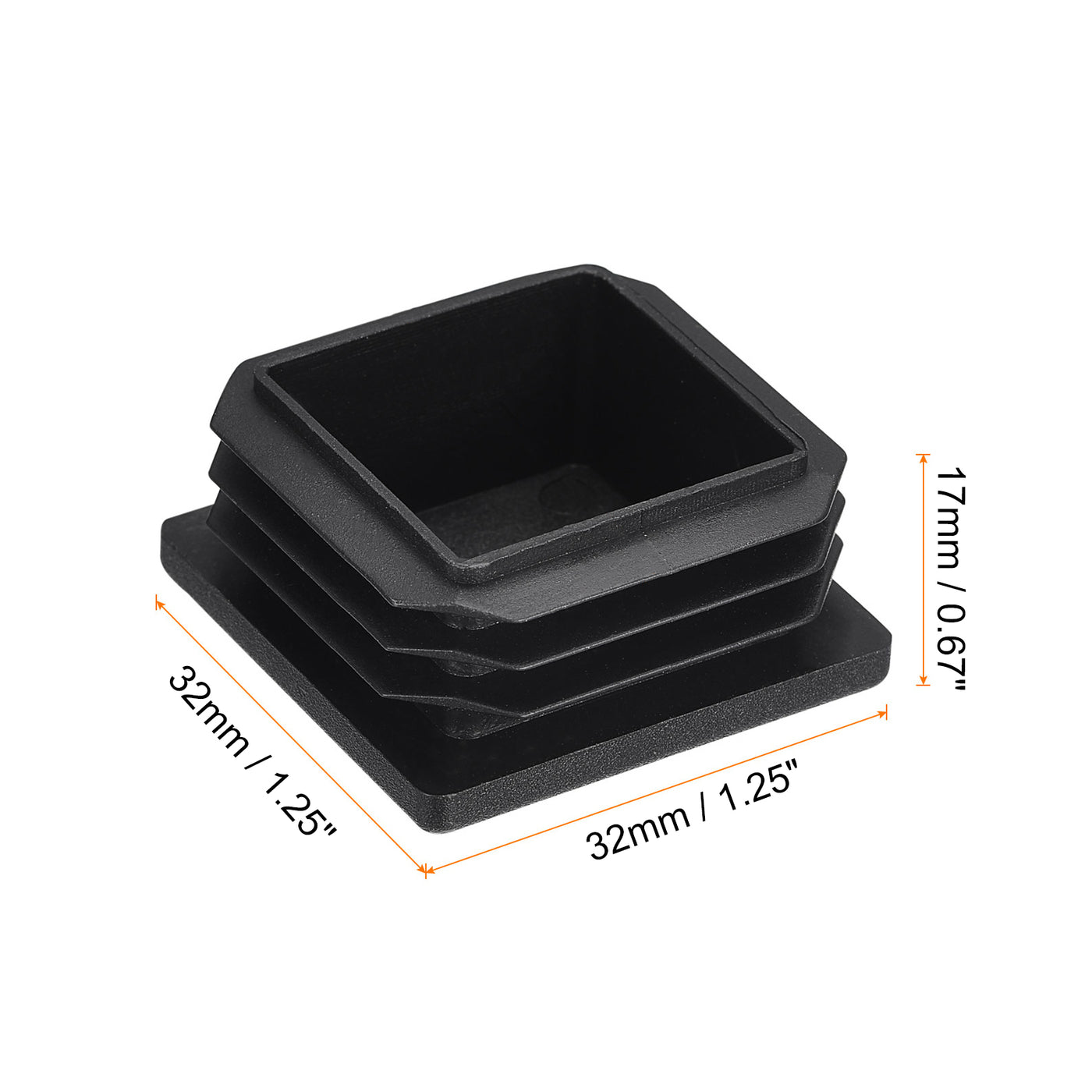 uxcell Uxcell 8Pcs 32x32mm(1.25inch) Plastic Tubing Plug Square Post End Caps Black