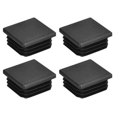 Harfington Uxcell 4Pcs 32x32mm(1.25inch) Plastic Tubing Plug Square Post End Caps Black