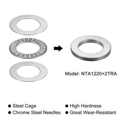 Harfington Uxcell NTA1220 Thrust Needle Roller Bearings 3/4"x1-1/4"x5/64" with Washers 10pcs