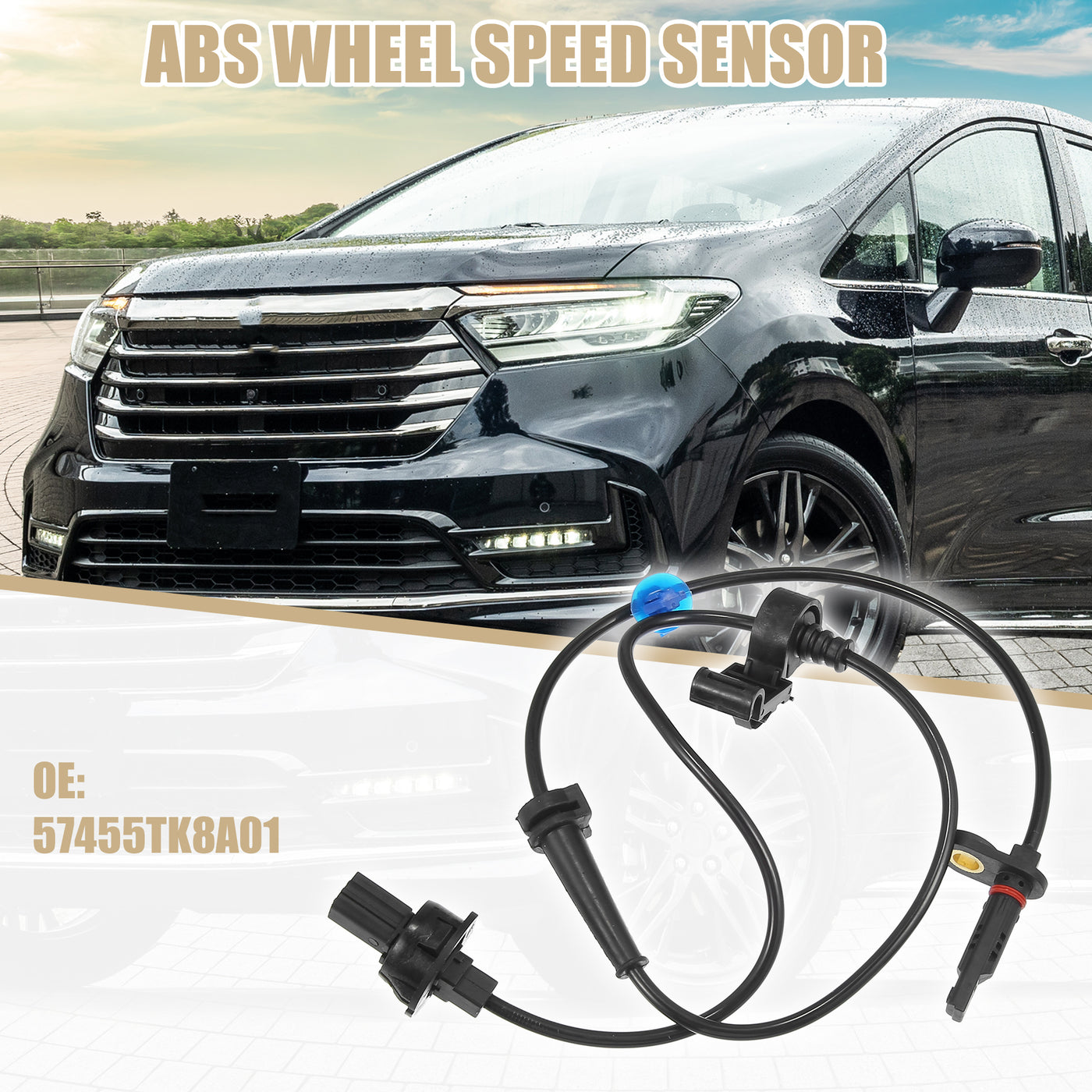 uxcell Uxcell Front Left ABS Sensor Wheel Speed Sensor for Honda Odyssey 2011-2017 V6 3.5L No.57455TK8A01 1pcs