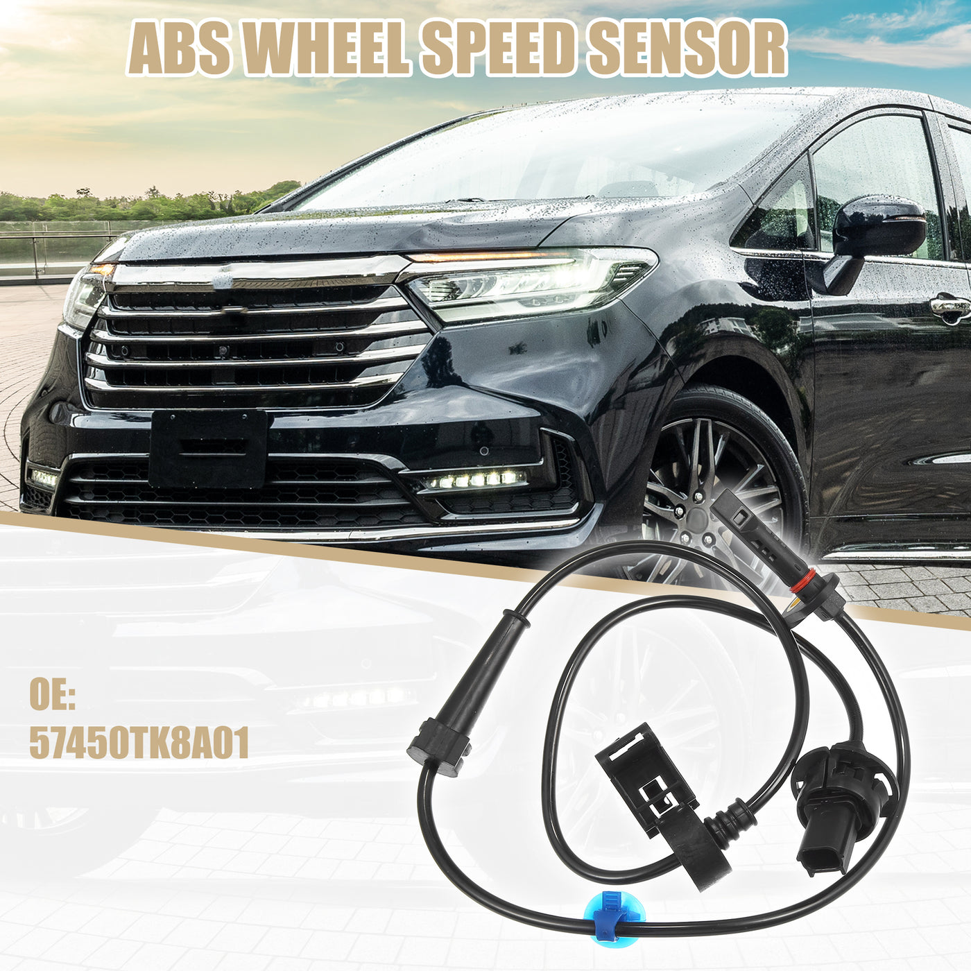 uxcell Uxcell Front Right Side ABS Sensor ABS Wheel Speed Sensor for Honda Odyssey 2011-2017 V6 3.5L No.57450TK8A01 1Pc