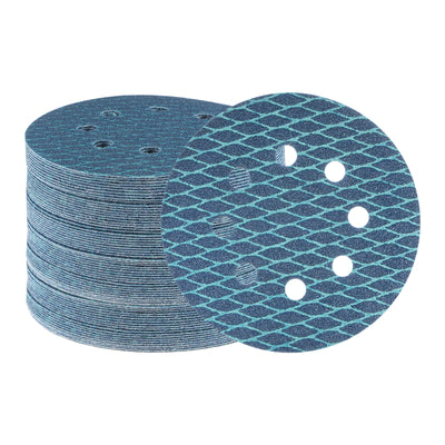 Harfington 70pcs Diamond Shape Sanding Discs 5" 80 Grit Hook & Loop Rhomb Sandpaper 8 Holes