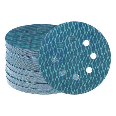 Harfington 70pcs Diamond Shape Sanding Discs 5" 400 Grit Hook & Loop Rhomb Sandpaper 8 Hole