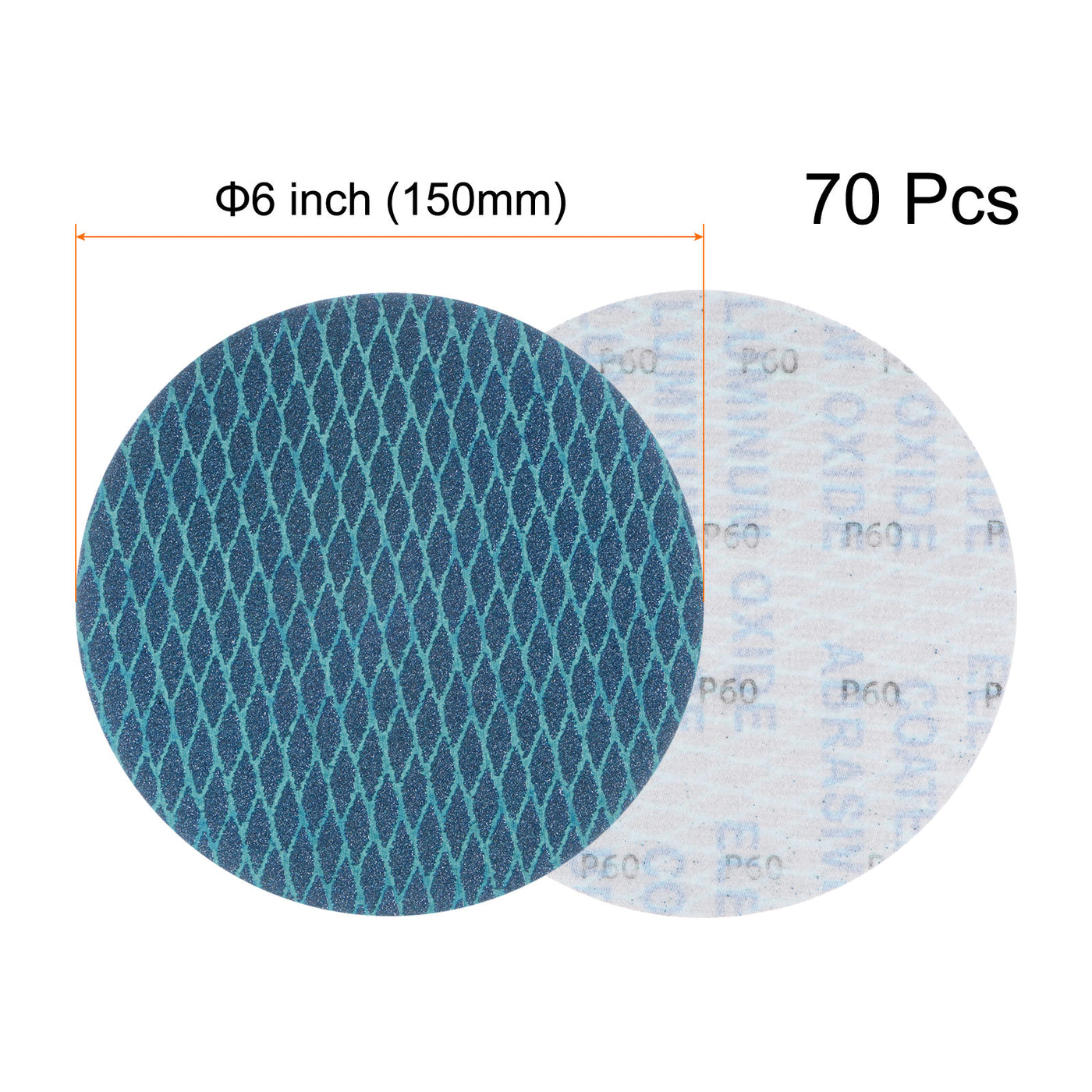 Harfington 70pcs Diamond Shape Sanding Discs 6 Inch 60 Grit Hook & Loop Rhomb Sandpaper