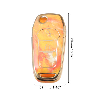 Harfington Uxcell 1pcs Key Fob Remote Control Cover Case 3 Button Full Protection TPU Shell Orange for Ford F150 F250 2015-2018