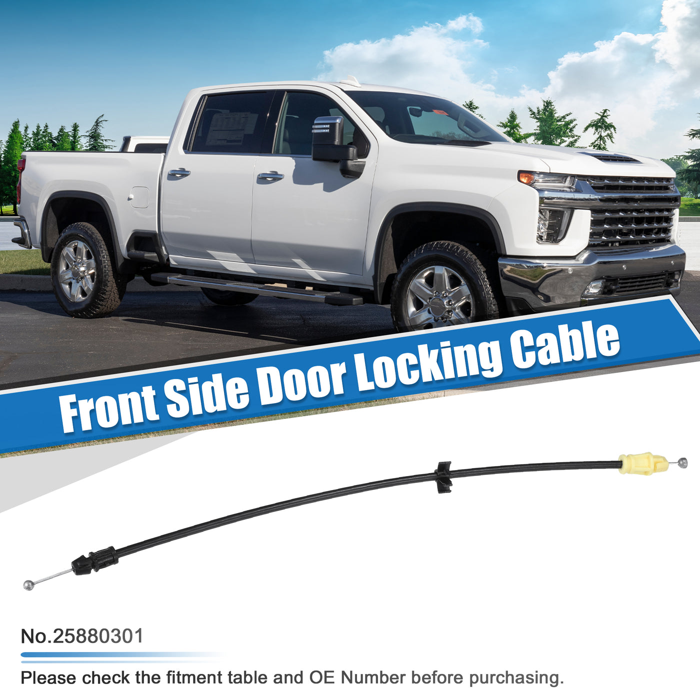 uxcell Uxcell Front Side Door Locking Cable for Chevrolet Silverado for GMC Sierra Door Latch Cable Replace 25880301