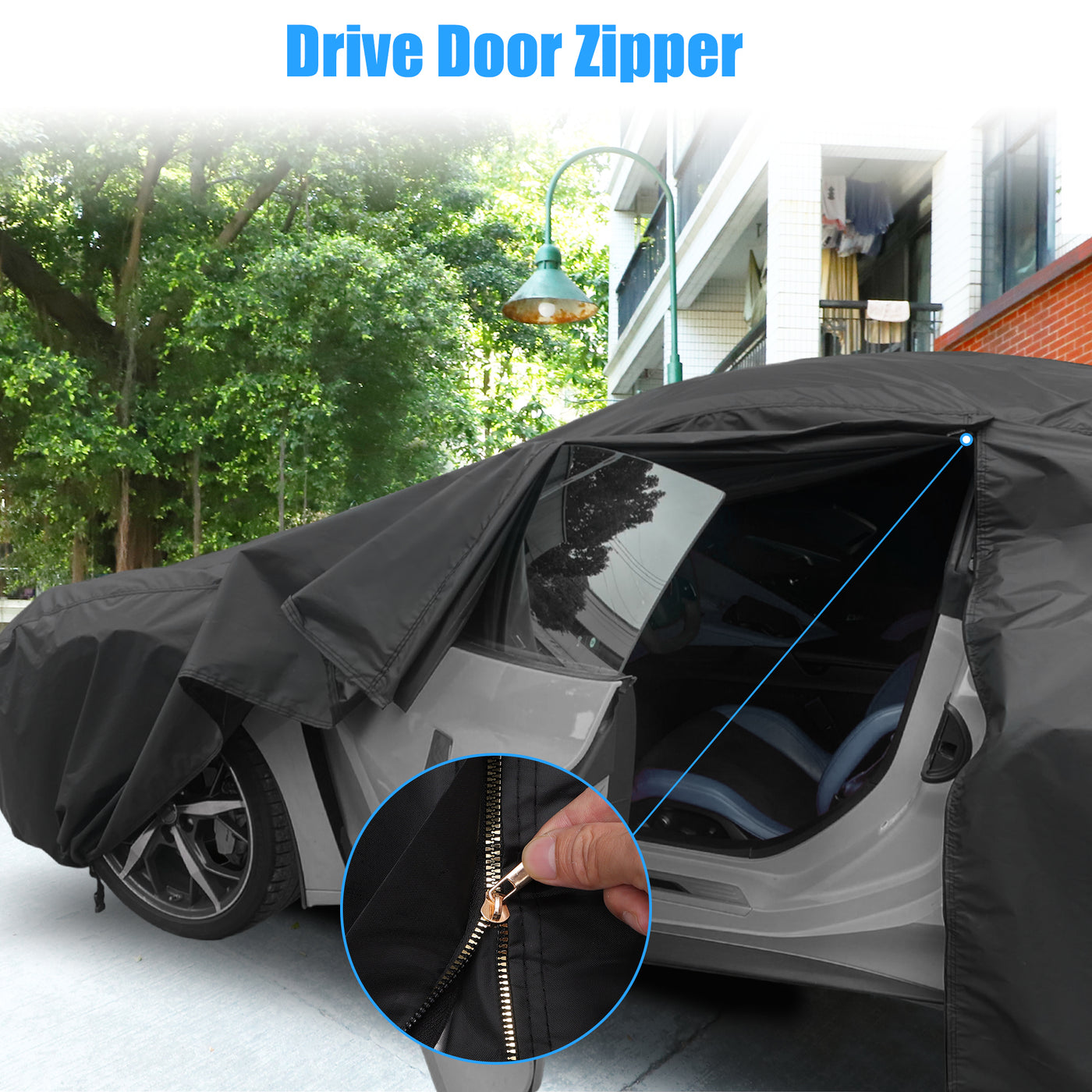 uxcell Uxcell for Fiat Panda 2003-2022 Cover Waterproof Car Cover Outdoor Full Car Cover All Weather Protection Rain Sun Protection with Zipper Black