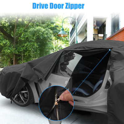 Harfington Uxcell for Fiat Panda 2003-2022 Cover Waterproof Car Cover Outdoor Full Car Cover All Weather Protection Rain Sun Protection with Zipper Black