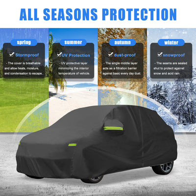 Harfington Uxcell for Fiat 500X 2015-2023 Cover Waterproof Car Cover Outdoor Full Car Cover All Weather Protection Rain Sun Protection with Zipper Black