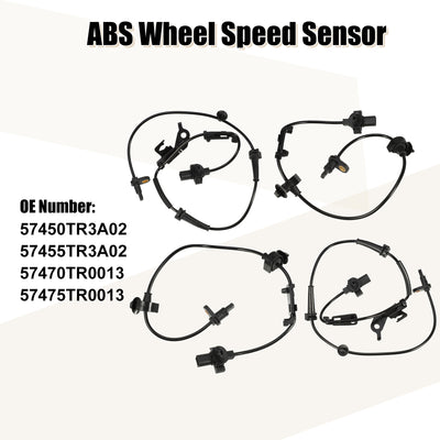 Harfington Uxcell Front & Rear Side ABS Wheel Speed Sensor No.57450TR3A02/57455TR3A02/57470TR0013/57475TR0013 for Honda Civic 2012-2013