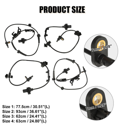 Harfington Uxcell Front & Rear Side ABS Wheel Speed Sensor No.57450TR3A02/57455TR3A02/57470TR0013/57475TR0013 for Honda Civic 2012-2013