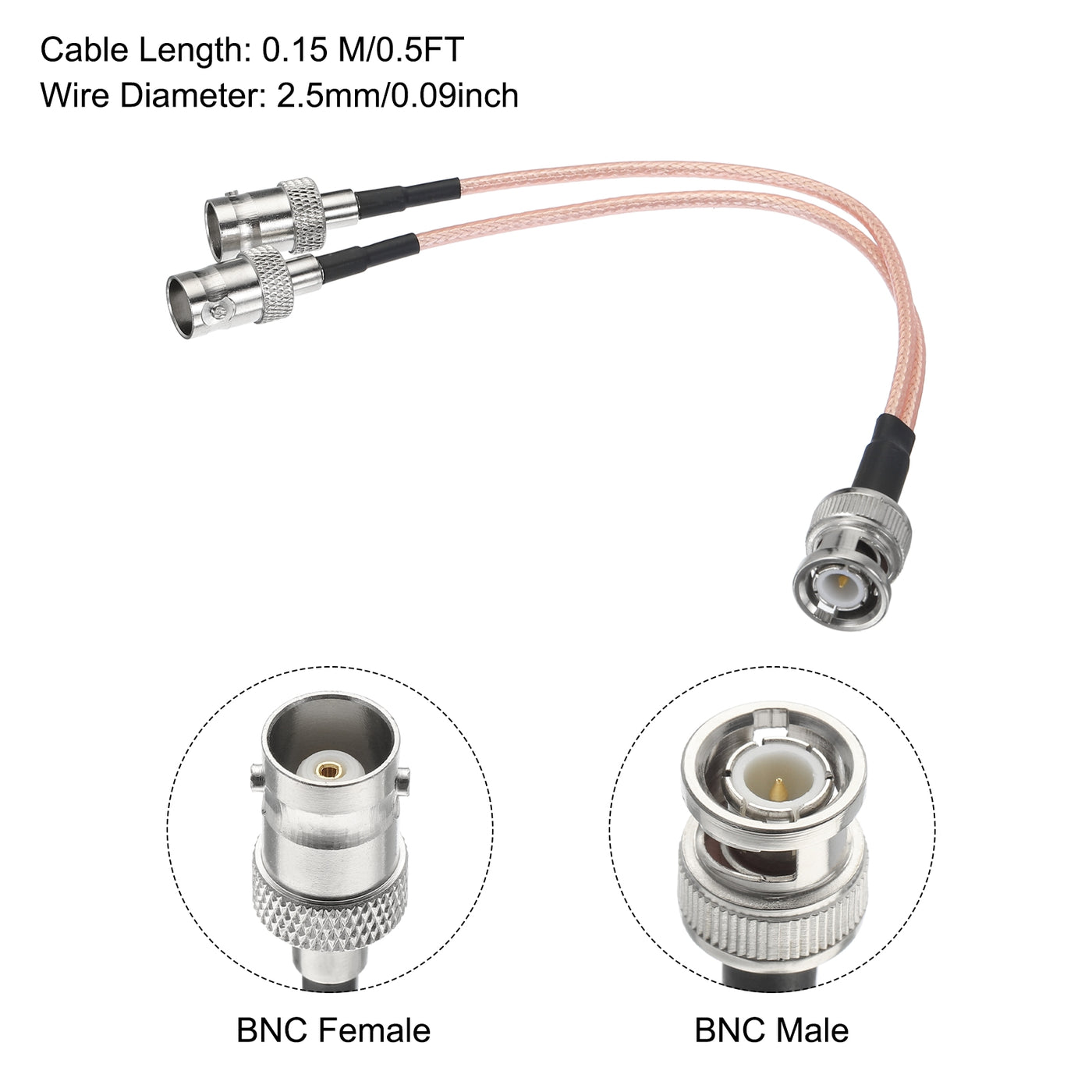 Harfington RG316 Coaxial Cables BNC Splitter Cable BNC Male to Dual BNC Female Low Loss Coaxial Cable