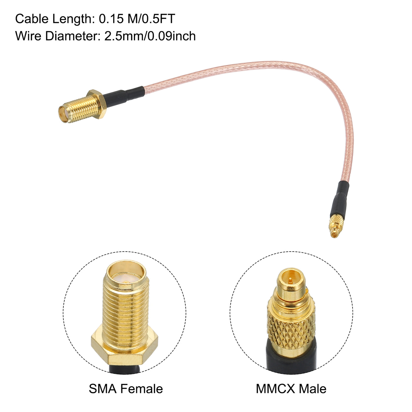 Harfington RG316 Coaxial Cables SMA Female to MMCX Male Low Loss Coaxial Cable