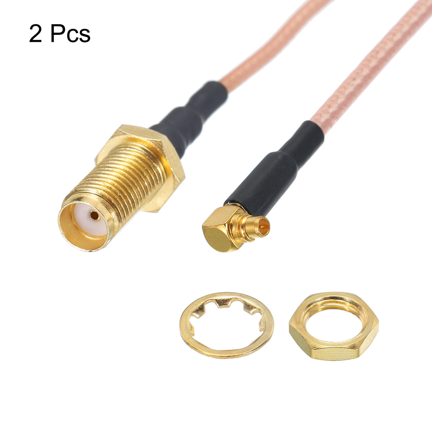 Harfington RG316 Coaxial Cables SMA Female to MMCX Male Right Angle Low Loss Coaxial Cable 0.5FT Orange 2Pcs