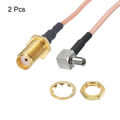 Harfington RG316 Coaxial Cables SMA Female to TS9 Male Right Angle Low Loss Coaxial Cable 0.5FT Orange 2Pcs