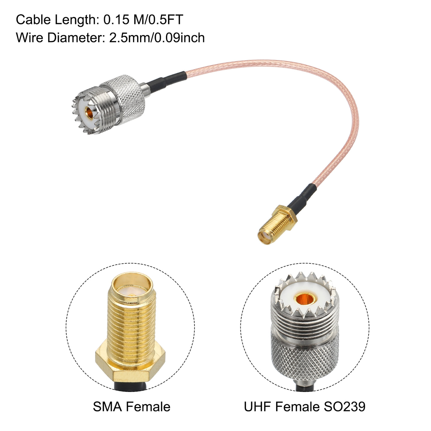 Harfington RG316 Coaxial Cables SMA Female to UHF Female Low Loss Coaxial Cable