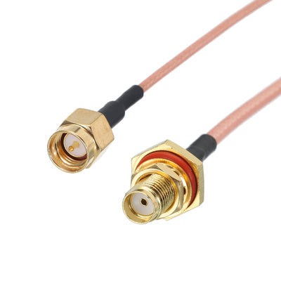 Harfington RG316 Coaxial Cables SMA Male to SMA Female Bulkhead Low Loss Coaxial Cable 1FT Orange 1Pcs